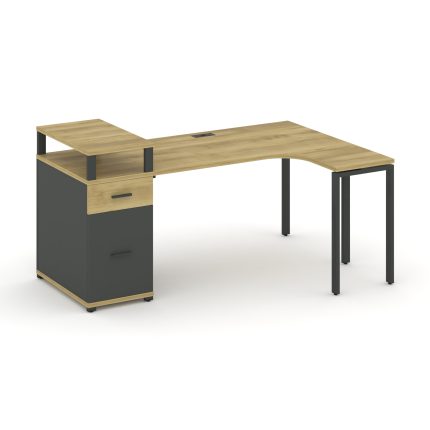 Concept Стол эргономичный CN.SA-408(R) A Дуб Винченцо/Антрацит/Металл Антрацит 2000*1180*917