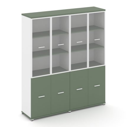 Concept Шкаф 2 широкие секции, 5 ниш CN.STS-522 RPW W Кобо/Белый Бриллиант/Металл Белый/Прозрачный 1