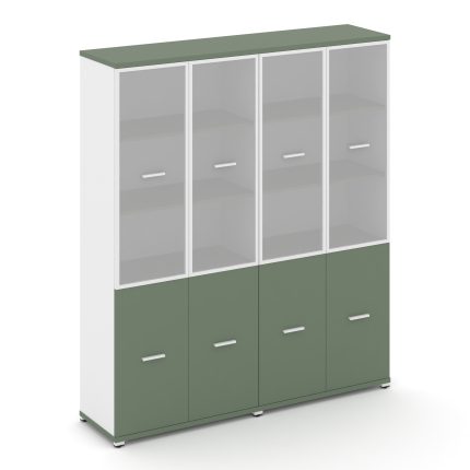 Concept Шкаф 2 широкие секции, 5 ниш CN.STS-522 RMW W Кобо/Белый Бриллиант/Металл Белый/Сатин 1668*4