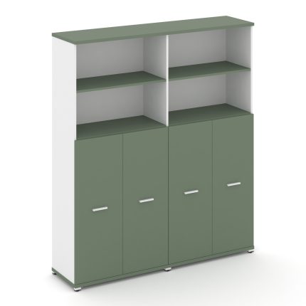 Concept Шкаф 2 широкие секции, 5 ниш CN.STS-524 W Кобо/Белый Бриллиант/Металл Белый 1668*420*1922