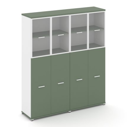 Concept Шкаф 2 широкие секции, 5 ниш CN.STS-525 RPW W Кобо/Белый Бриллиант/Металл Белый/Прозрачный 1