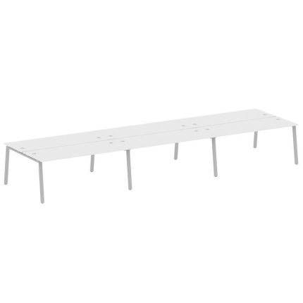 Metal System Рабочая станция на 6 мест на А-образном м/к БА.СМ-6.5 Белый/Металл Серый 5400*1475*750