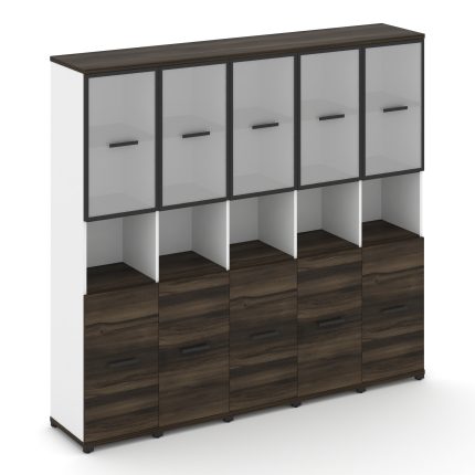 Concept Шкаф 5 узких секций, 5 ниш CN.STU-553 RMB B Дуб Мали/Белый Бриллиант/Металл Черный/Сатин 208