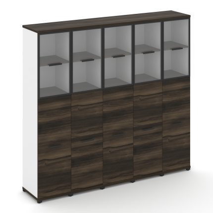 Concept Шкаф 5 узких секций, 5 ниш CN.STU-555 RPB B Дуб Мали/Белый Бриллиант/Металл Черный/Прозрачны