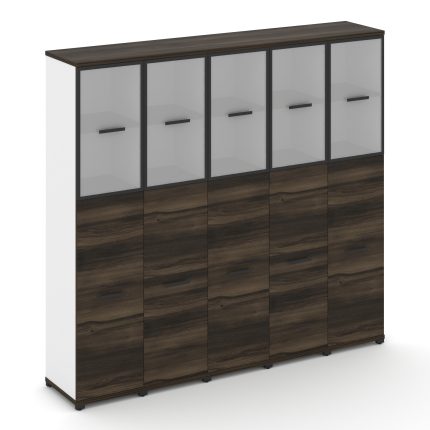 Concept Шкаф 5 узких секций, 5 ниш CN.STU-555 RMB B Дуб Мали/Белый Бриллиант/Металл Черный/Сатин 208