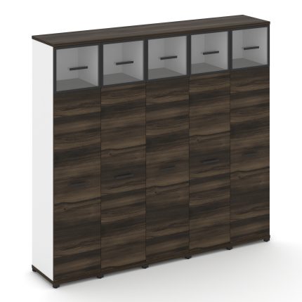 Concept Шкаф 5 узких секций, 5 ниш CN.STU-557 RPB B Дуб Мали/Белый Бриллиант/Металл Черный/Прозрачны