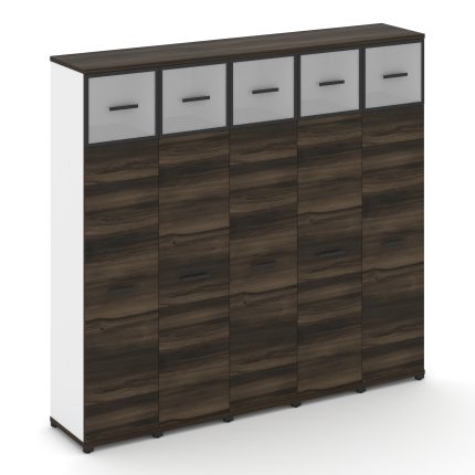 Concept Шкаф 5 узких секций, 5 ниш CN.STU-557 RMB B Дуб Мали/Белый Бриллиант/Металл Черный/Сатин 208