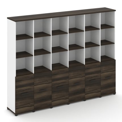 Concept Шкаф 6 узких секций, 5 ниш CN.STU-561 B Дуб Мали/Белый Бриллиант/Металл Черный 2500*420*1922