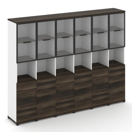 Concept Шкаф 6 узких секций, 5 ниш CN.STU-563 RPB B Дуб Мали/Белый Бриллиант/Металл Черный/Прозрачны