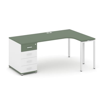 Concept Стол эргономичный CN.SA-401(R) W Кобо/Белый Бриллиант/Металл Белый 1800*1180*750