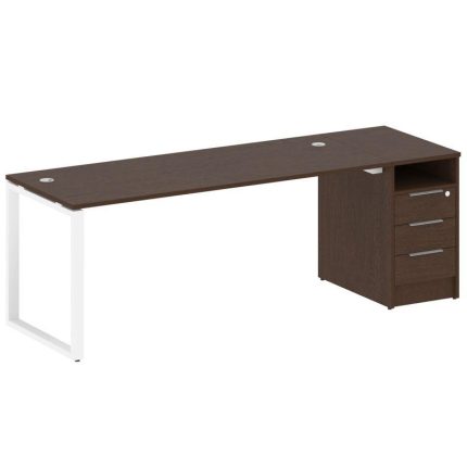 Metal System Рабочая станция с тумбой на О-образном м/к БО.РС-СТП-1.5 Венге Цаво/Металл Белый 2212*7