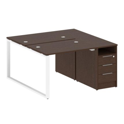 Metal System Рабочая станция с тумбой на О-образном м/к БО.РС-СТП-2.1 Венге Цаво/Металл Белый 1412*1