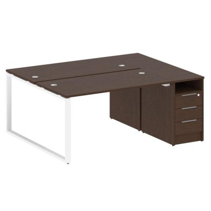 Metal System Рабочая станция с тумбой на О-образном м/к БО.РС-СТП-2.3 Венге Цаво/Металл Белый 1812*1