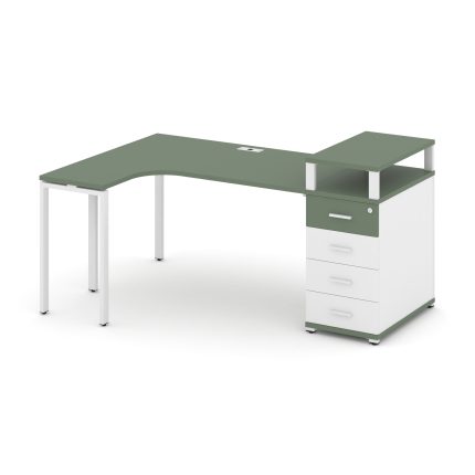 Concept Стол эргономичный CN.SA-406(L) W Кобо/Белый Бриллиант/Металл Белый 2000*1180*917