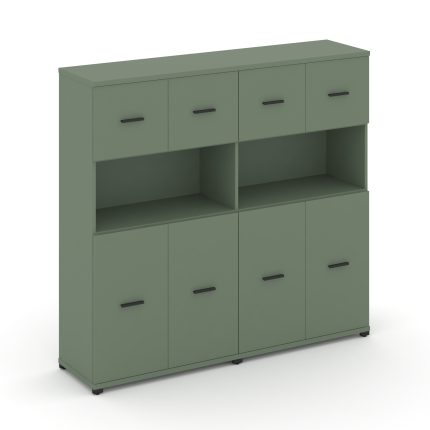 Concept Шкаф 2 широкие секции, 4 ниши CN.STS-425 B Кобо/Металл Черный 1668*420*1554