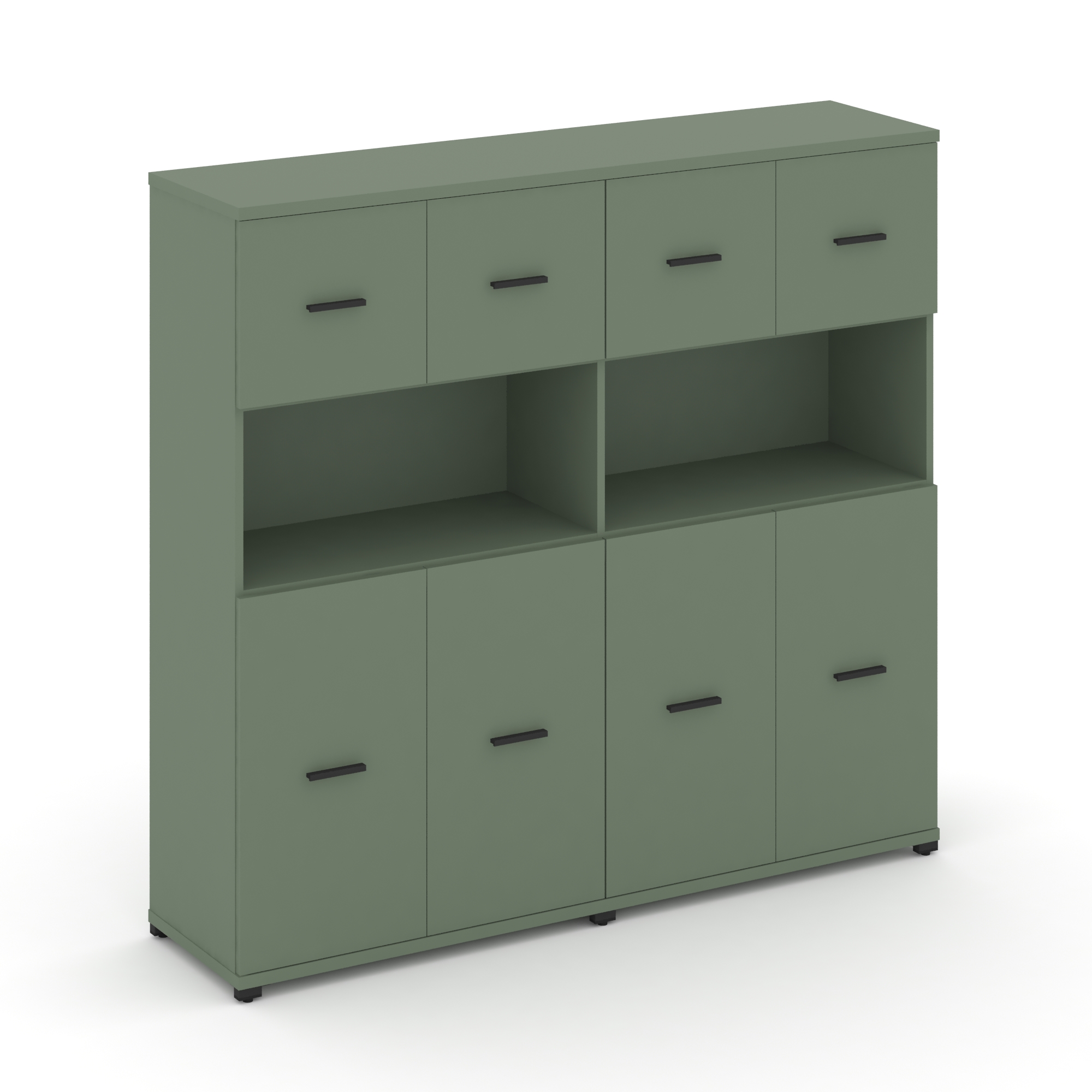 Concept Шкаф 2 широкие секции, 4 ниши CN.STS-425 B Кобо/Металл Черный 1668*420*1554