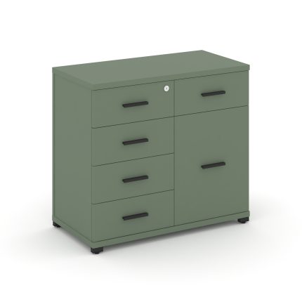 Concept Тумба приставная широкая 5 ящ.+1 распаш. фасад CN.TSP-016 B Кобо/Металл Черный 836*420*750