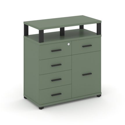 Concept Тумба приставная широкая 5 ящ.+1 распаш. фасад с надставкой широкой CN.TSP-018 B Кобо/Металл