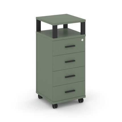 Concept Тумба мобильная 4 ящ. с надставкой CN.TUM-006 B Кобо/Металл Черный 420*420*949