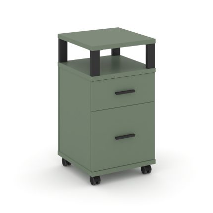 Concept Тумба мобильная 1 ящ.+1 распаш. фасад с надставкой CN.TUM-010 B Кобо/Металл Черный 420*420*7