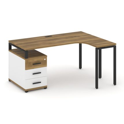 Concept Стол эргономичный с опорной тумбой CN.SA-303(R) B Сандал Янтарный/Белый Бриллиант/Металл Чер