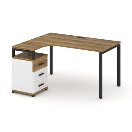 Concept Стол эргономичный с опорной тумбой CN.SA-305(L) B Сандал Янтарный/Белый Бриллиант/Металл Чер