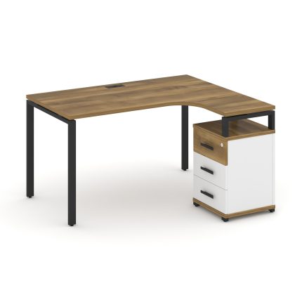 Concept Стол эргономичный с опорной тумбой CN.SA-305(R) B Сандал Янтарный/Белый Бриллиант/Металл Чер