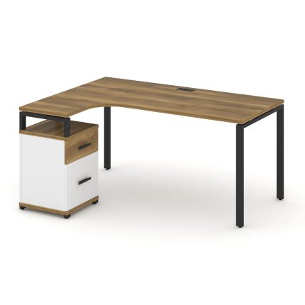 Concept Стол эргономичный с опорной тумбой CN.SA-308(L) B Сандал Янтарный/Белый Бриллиант/Металл Чер