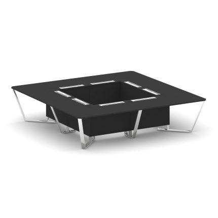 Steel Meet Стол переговорный квадратный MF-PR.B.SP-16K Черный/МДФ Ультраматт Черный/Нержавеющая стал