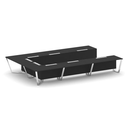 Steel Meet Стол переговорный П-образный MF-PR.B.SP-15P Черный/МДФ Ультраматт Черный/Нержавеющая стал