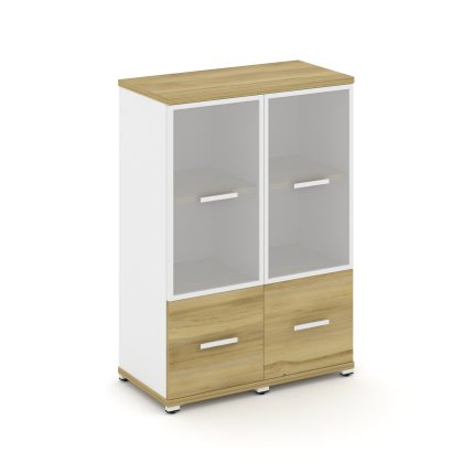 Concept Шкаф 2 узкие секции, 3 ниши CN.STU-322 RMW W Дуб Винченцо/Белый Бриллиант/Металл Белый/Сатин