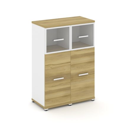 Concept Шкаф 2 узкие секции, 3 ниши CN.STU-324 RPW W Дуб Винченцо/Белый Бриллиант/Металл Белый/Прозр