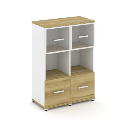 Concept Шкаф 2 узкие секции, 3 ниши CN.STU-325 RPW W Дуб Винченцо/Белый Бриллиант/Металл Белый/Прозр