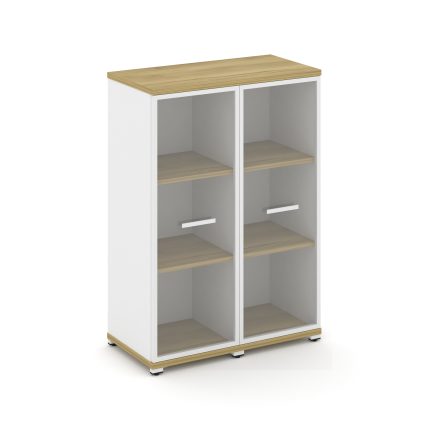 Concept Шкаф 2 узкие секции, 3 ниши CN.STU-326 RPW W Дуб Винченцо/Белый Бриллиант/Металл Белый/Прозр