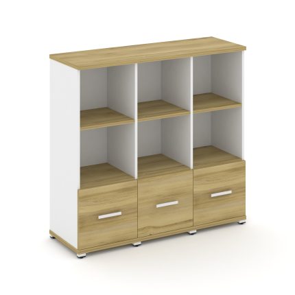 Concept Шкаф 3 узкие секции, 3 ниши CN.STU-331 W Дуб Винченцо/Белый Бриллиант/Металл Белый 1252*420*