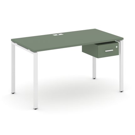 Concept Стол рабочий с подвесной тумбой с одним ящ. CN.SP-111 W Кобо/Металл Белый 1380*720*750