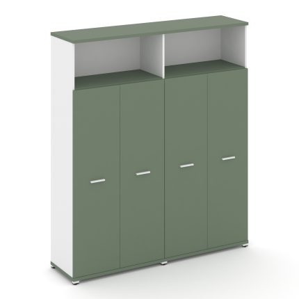 Concept Шкаф 2 широкие секции, 5 ниш CN.STS-526 W Кобо/Белый Бриллиант/Металл Белый 1668*420*1922