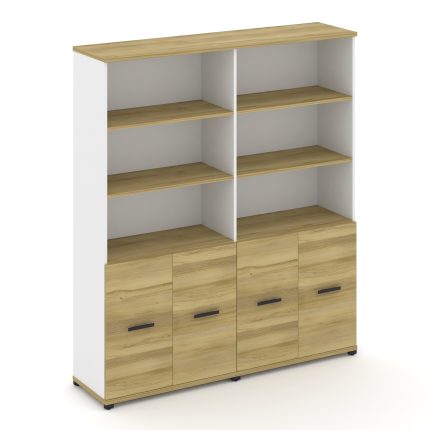 Concept Шкаф 2 широкие секции, 5 ниш CN.STS-521 B Дуб Винченцо/Белый Бриллиант/Металл Черный 1668*42