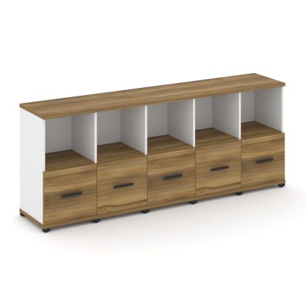 Concept Шкаф 5 узких секций, 2 ниши CN.STU-251 B Сандал Янтарный/Белый Бриллиант/Металл Черный 2084*