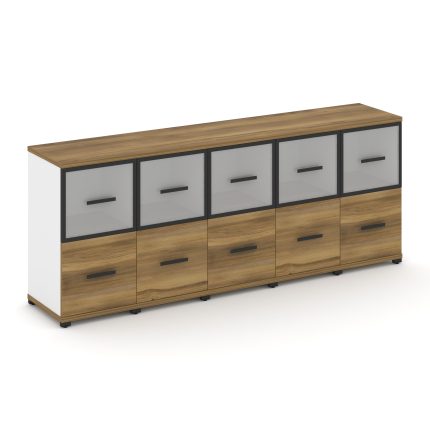 Concept Шкаф 5 узких секций, 2 ниши CN.STU-252 RMB B Сандал Янтарный/Белый Бриллиант/Металл Черный/С