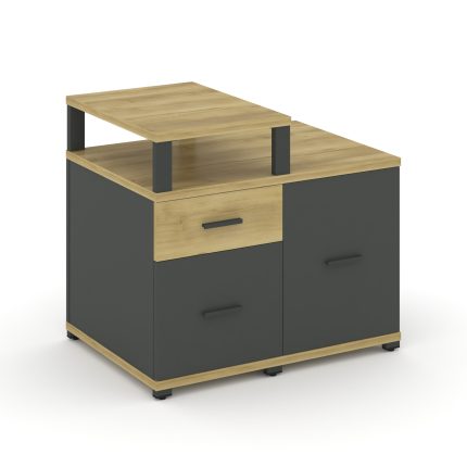 Concept Тумба приставная сервисная с надставкой узкой CN.TSR-002 A Дуб Винченцо/Антрацит/Металл Антр