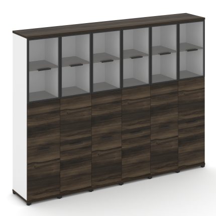 Concept Шкаф 6 узких секций, 5 ниш CN.STU-565 RPB B Дуб Мали/Белый Бриллиант/Металл Черный/Прозрачны