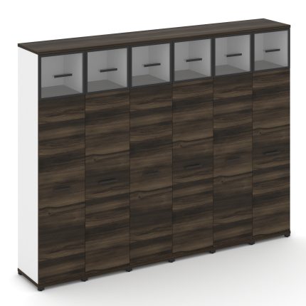 Concept Шкаф 6 узких секций, 5 ниш CN.STU-567 RPB B Дуб Мали/Белый Бриллиант/Металл Черный/Прозрачны