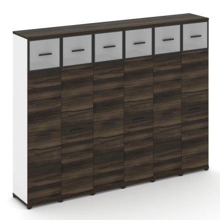 Concept Шкаф 6 узких секций, 5 ниш CN.STU-567 RMB B Дуб Мали/Белый Бриллиант/Металл Черный/Сатин 250