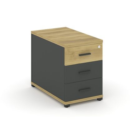 Concept Тумба опорная/приставная 3 ящ.  CN.TGO-001 A Дуб Винченцо/Антрацит/Металл Антрацит 420*720*5