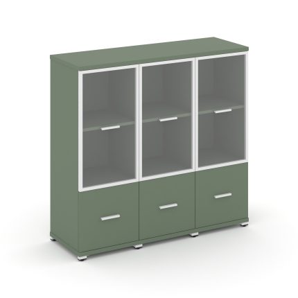 Concept Шкаф 3 узкие секции, 3 ниши CN.STU-332 RPW W Кобо/Металл Белый/Прозрачный 1252*420*1186