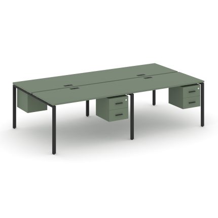 Concept Рабочая станция двухсторонняя с подвесными тумбами на 4 места CN.DRS-133 B Кобо/Металл Черны