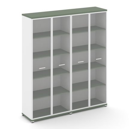 Concept Шкаф 2 широкие секции, 5 ниш CN.STS-528 RPW W Кобо/Белый Бриллиант/Металл Белый/Прозрачный 1