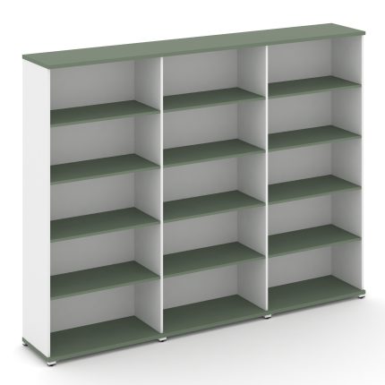 Concept Стеллаж 3 широкие секции, 5 ниш CN.STS-530 Кобо/Белый Бриллиант/Металл Белый 2500*420*1922