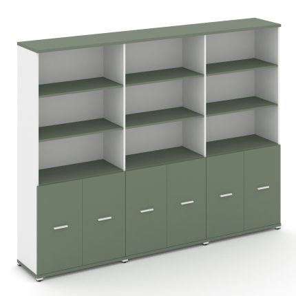 Concept Шкаф 3 широкие секции, 5 ниш CN.STS-531 W Кобо/Белый Бриллиант/Металл Белый 2500*420*1922